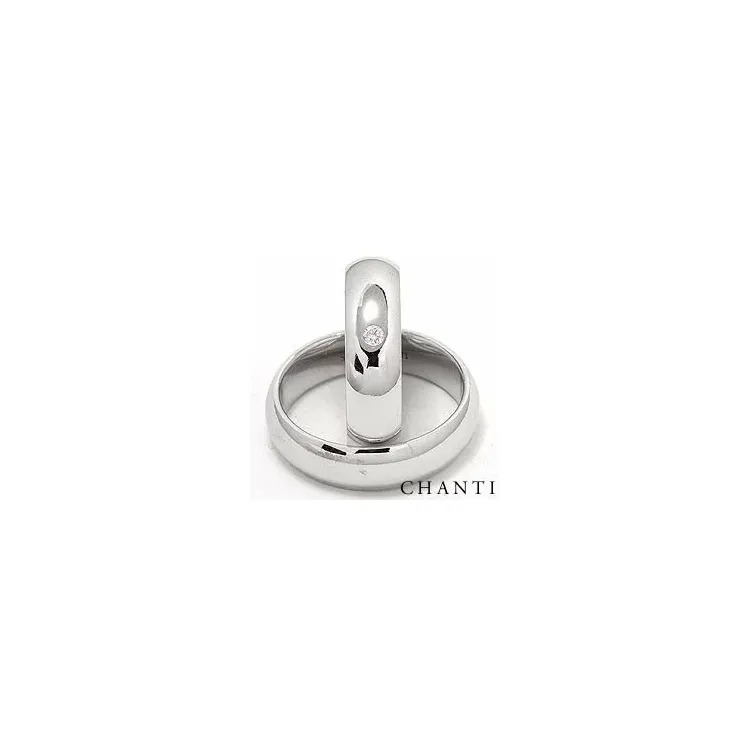 Brede runde gifteringer i 14 karat hvitt gull 0,05 ct - par