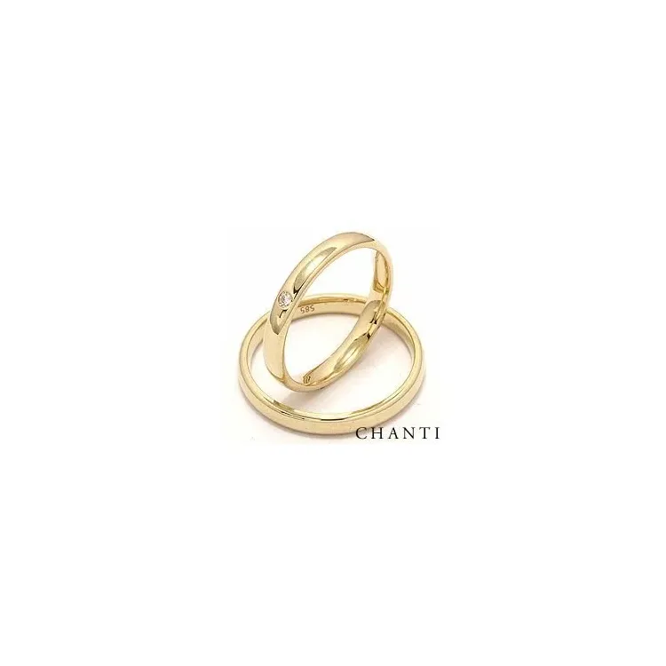 diamant gifteringer i 14 karat gull 0,025 ct - par