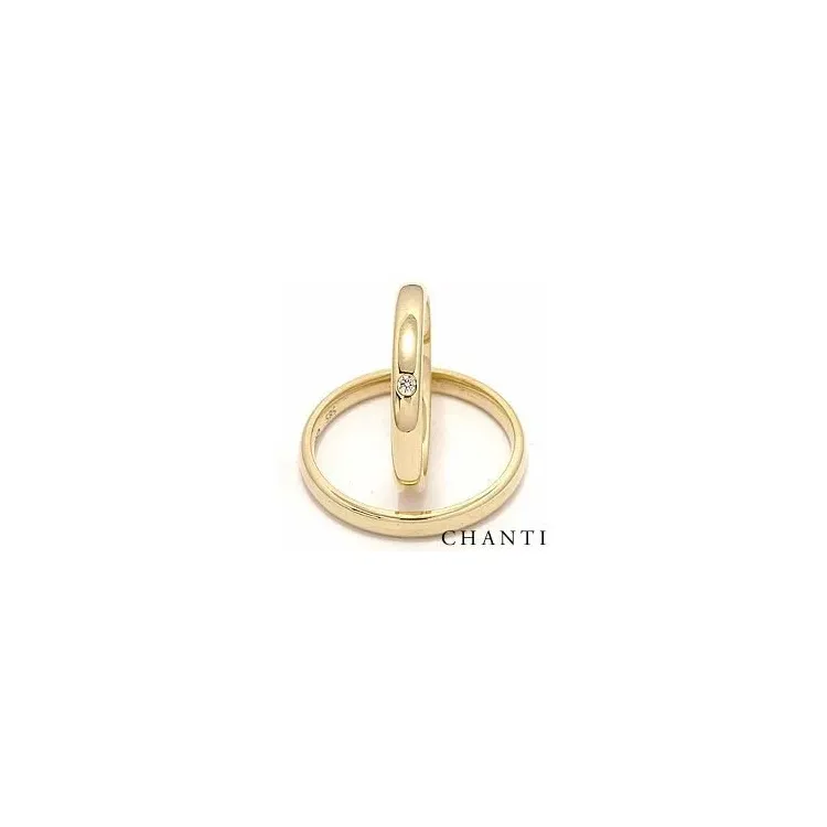 diamant gifteringer i 14 karat gull 0,025 ct - par