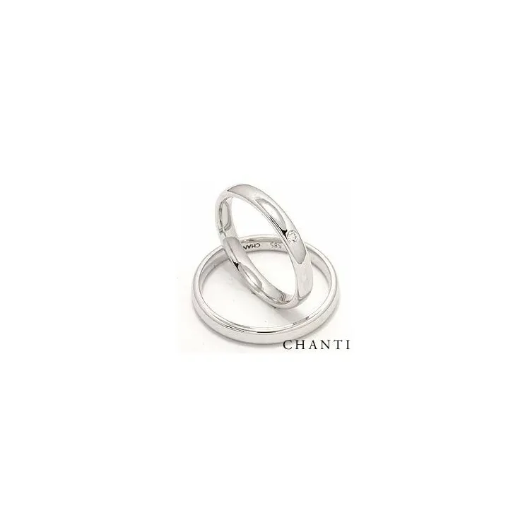 diamant gifteringer i 14 karat hvitt gull 0,025 ct - par