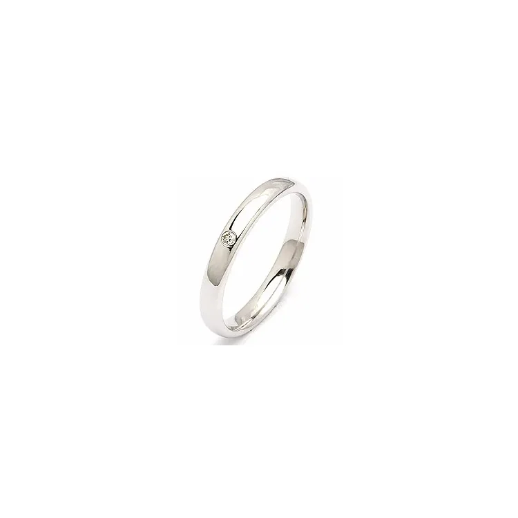 Smal oval giftering i 14 karat hvitt gull 0,025 ct