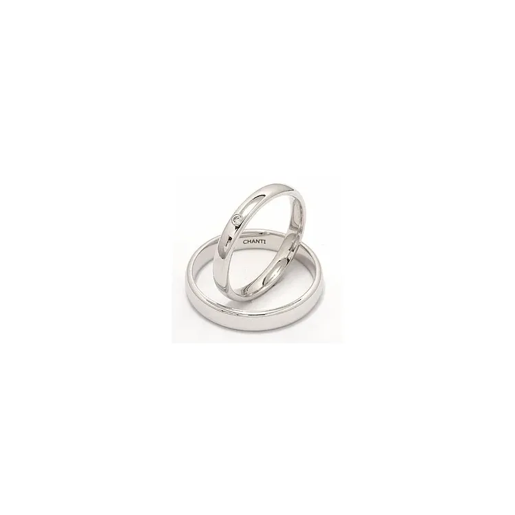gifteringer i 14 karat hvitt gull 0,025 ct - par