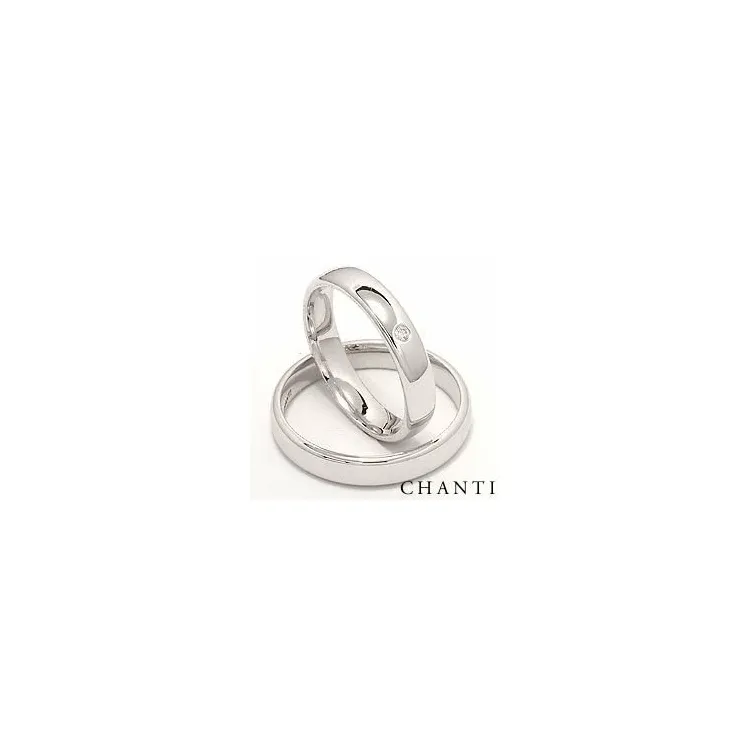 gifteringer i 14 karat hvitt gull 0,025 ct - par