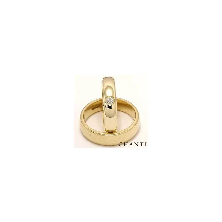 gifteringer i 14 karat gull 0,10 ct - par