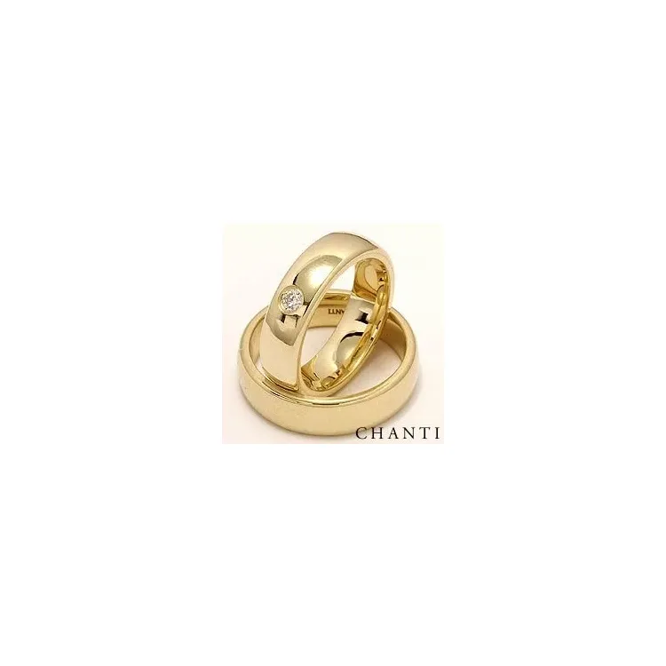Brede ovale gifteringer i 14 karat gull 0,10 ct - par