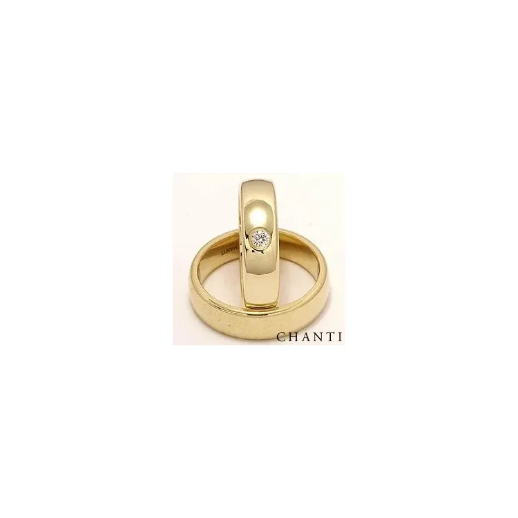 Brede ovale gifteringer i 14 karat gull 0,10 ct - par