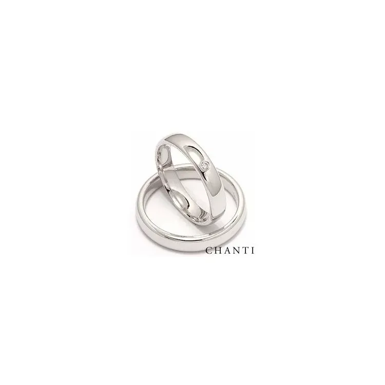 Gifteringer i 14 karat hvitt gull 0,025 ct - par