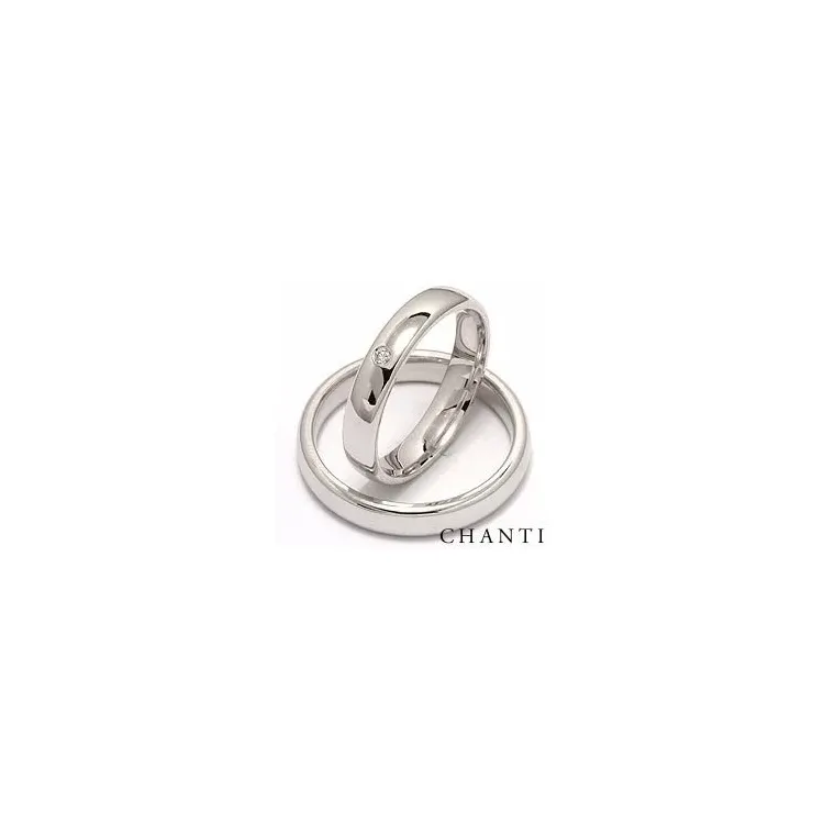 Gifteringer i 14 karat hvitt gull 0,025 ct - par