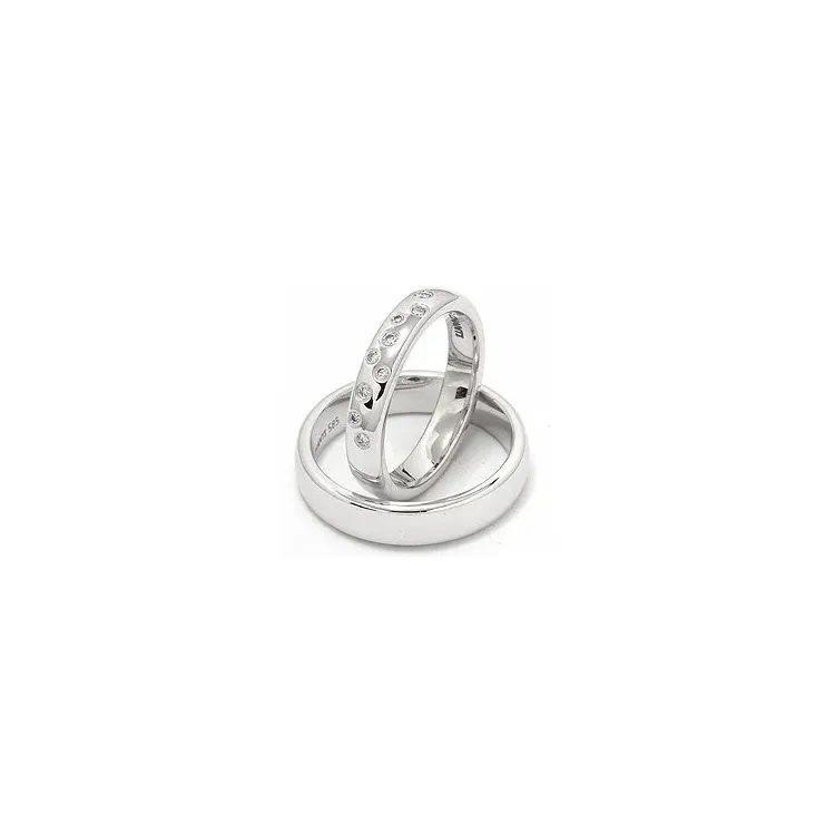 Stjernedryss gifteringer i 14 karat hvitt gull 0,126 ct - par