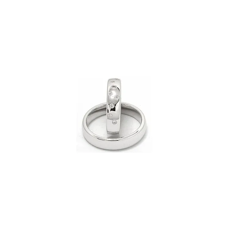 stjernedryss gifteringer i 14 karat hvitt gull 0,126 ct - par
