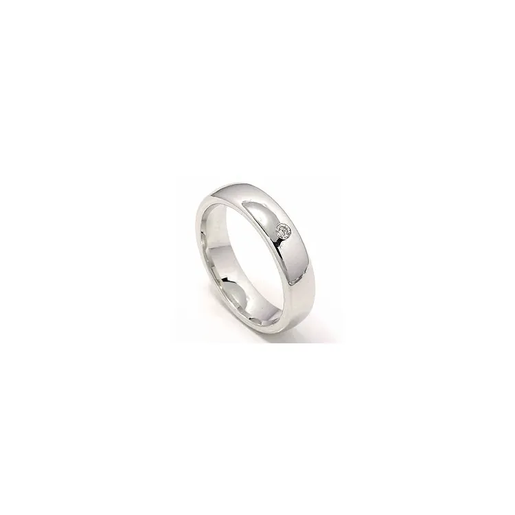 bred giftering i 14 karat hvitt gull 0,05 ct
