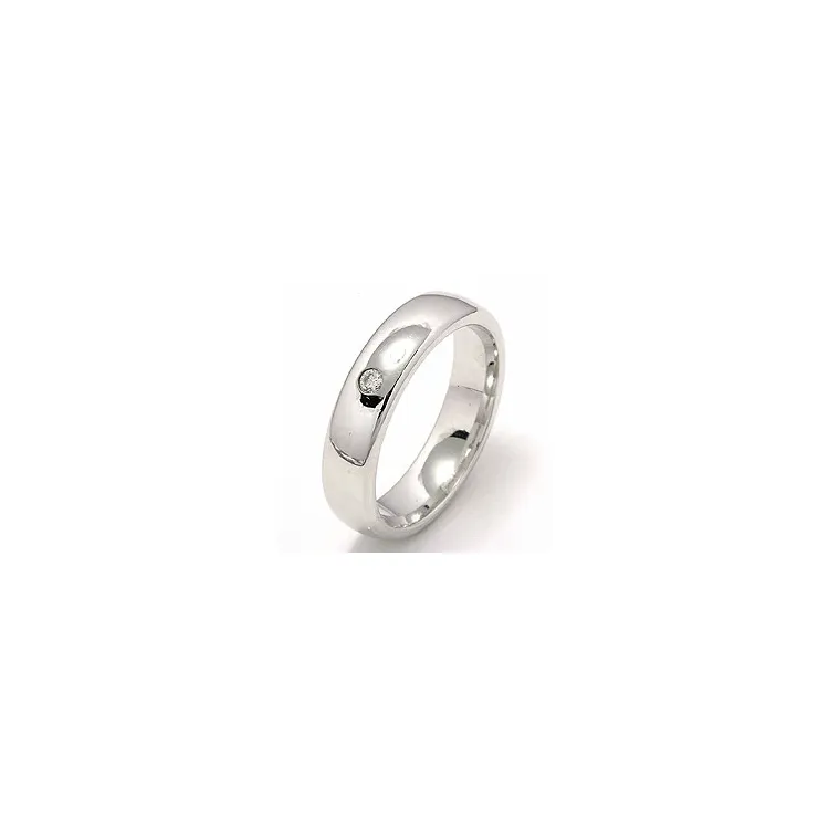 bred giftering i 14 karat hvitt gull 0,05 ct