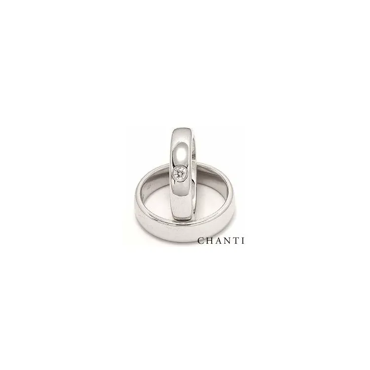 Gifteringer i 14 karat hvitt gull 0,10 ct - par