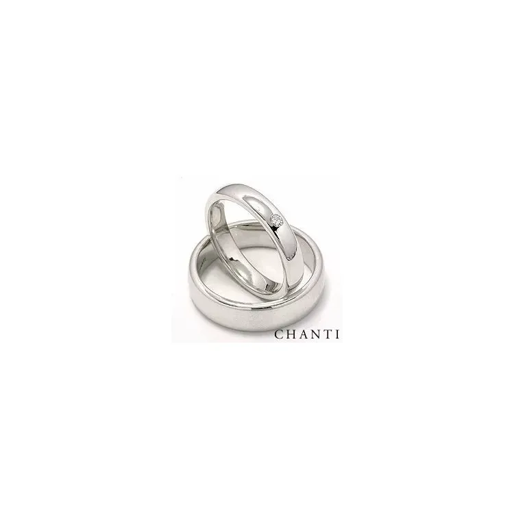 Gifteringer i 14 karat hvitt gull 0,05 ct - par