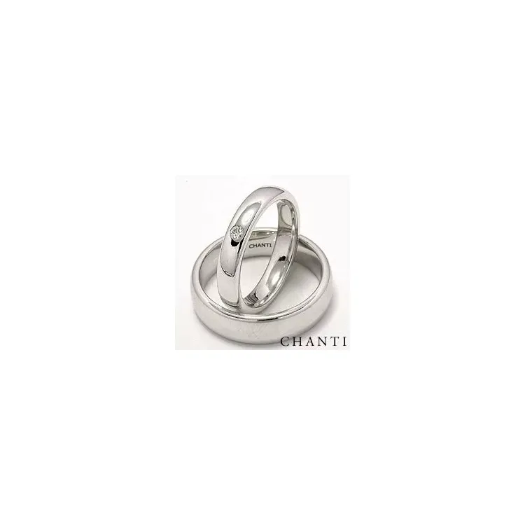 Gifteringer i 14 karat hvitt gull 0,05 ct - par