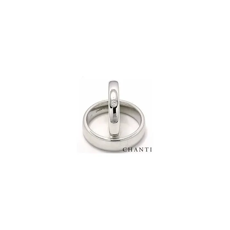 Gifteringer i 14 karat hvitt gull 0,05 ct - par