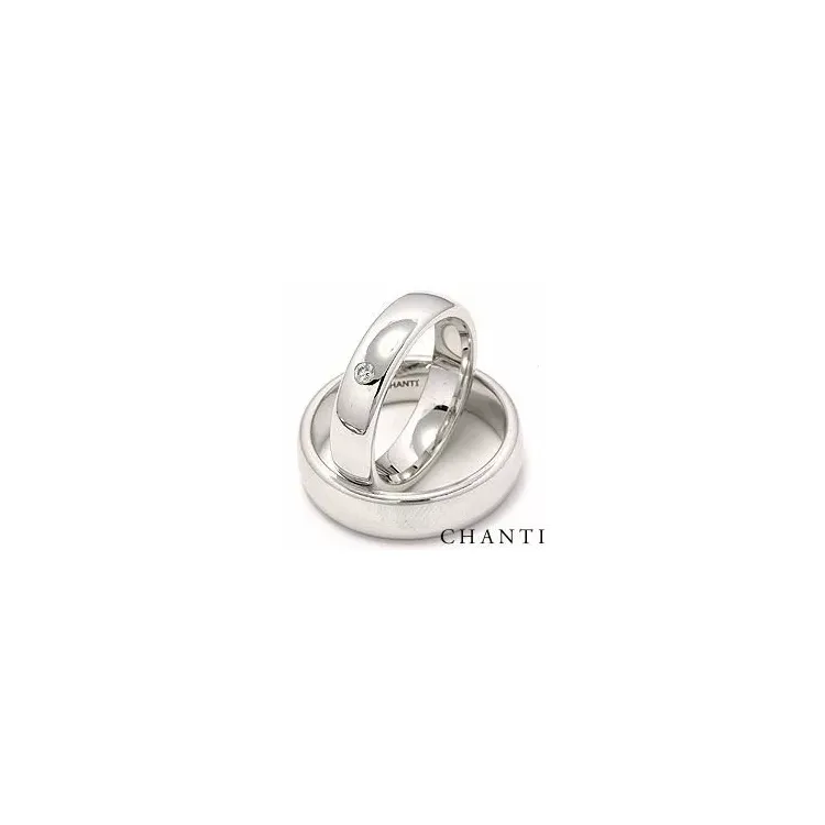 ovale gifteringer i 14 karat hvitt gull 0,05 ct - par