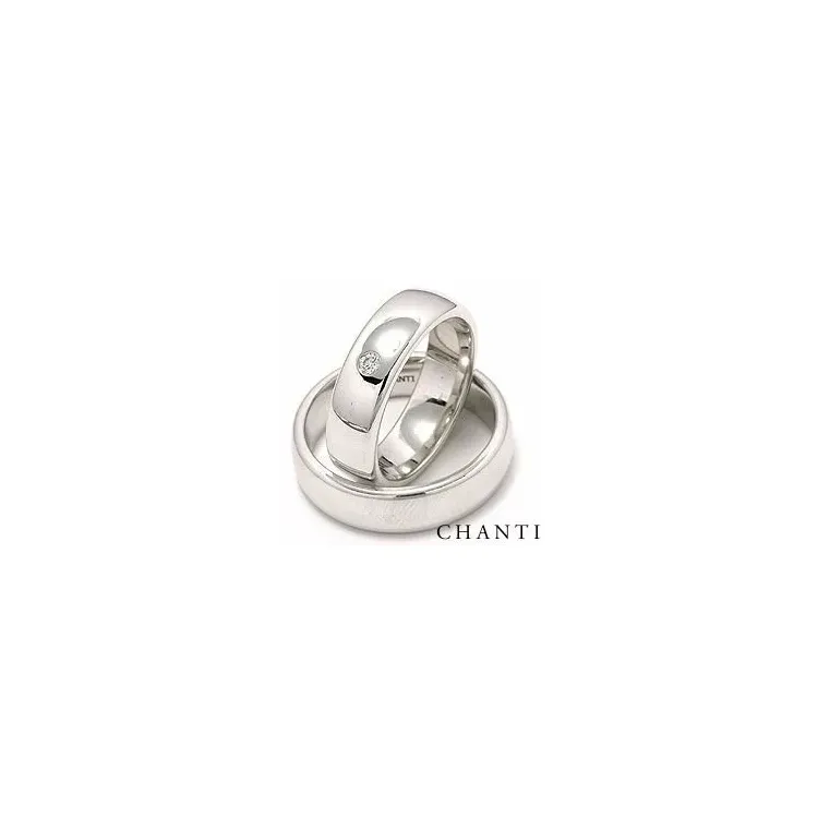 Gifteringer i 14 karat hvitt gull 0,05 ct - par