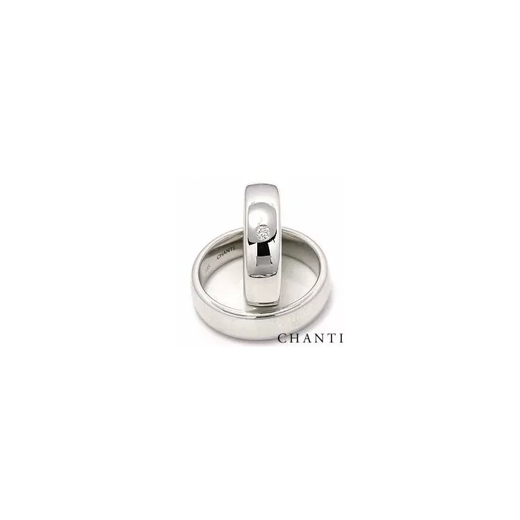 Gifteringer i 14 karat hvitt gull 0,05 ct - par