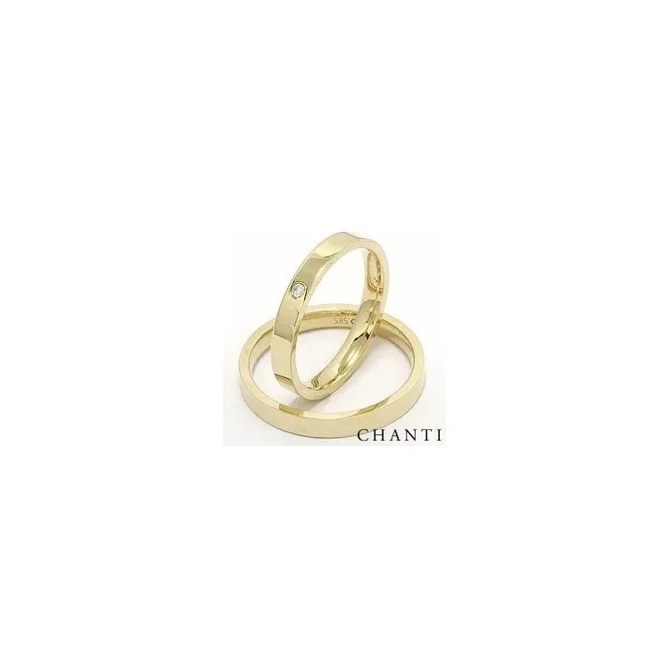 diamant gifteringer i 14 karat gull 0,025 ct - par