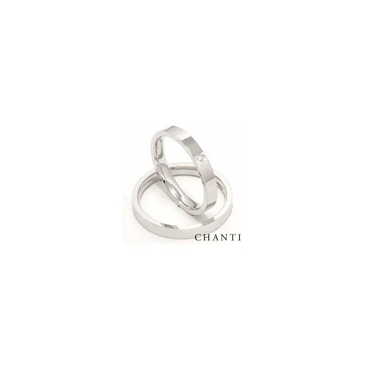 gifteringer i 14 karat hvitt gull 0.025 ct - par