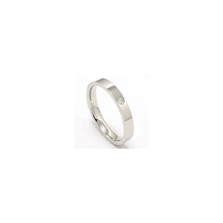 Smal flat giftering i 14 karat hvitt gull 0,025 ct