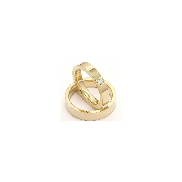 diamant gifteringer i 14 karat gull 0,10 ct - par