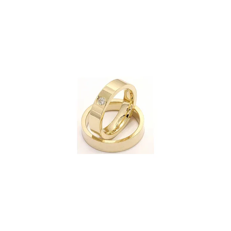 flate gifteringer i 14 karat gull 0,10 ct - par