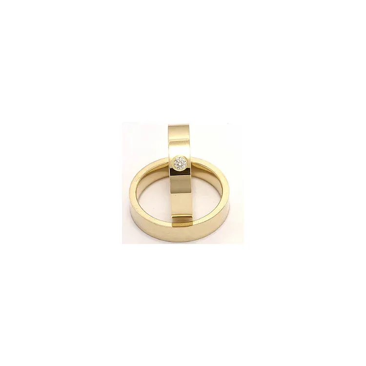 flate gifteringer i 14 karat gull 0,10 ct - par