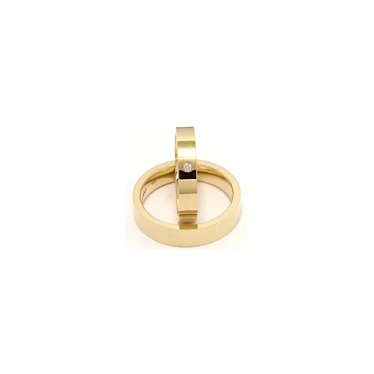 Gifteringer i 14 karat gull 0,025 ct - par