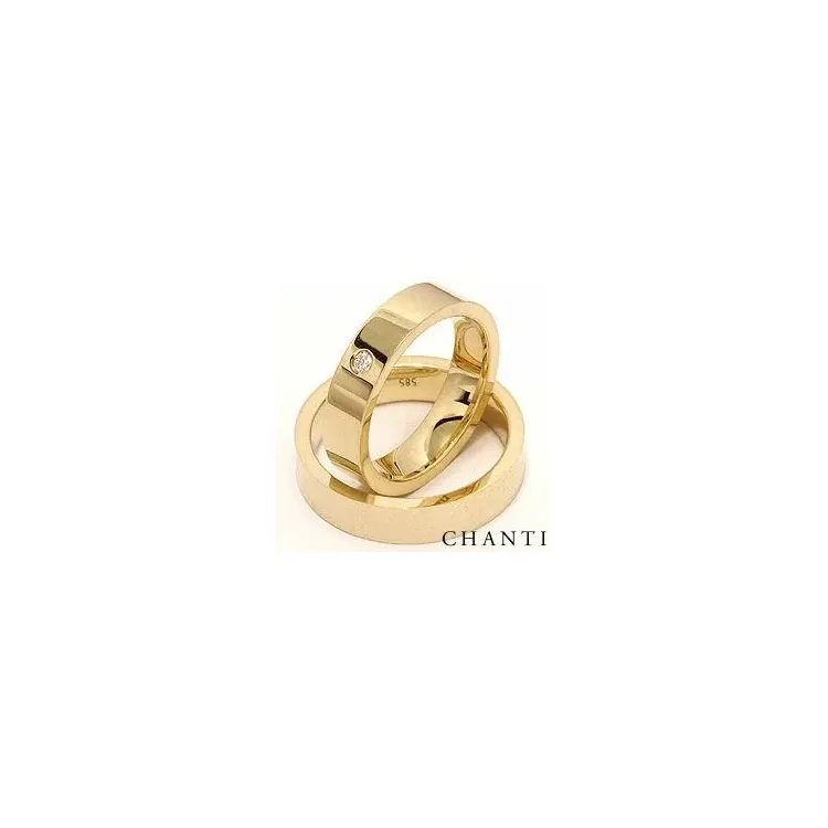 Gifteringer i 14 karat gull 0,05 ct ct - par