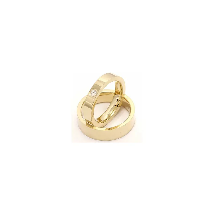 Blanke  flate diamant gifteringer i 14 karat gull 0,10 ct - par