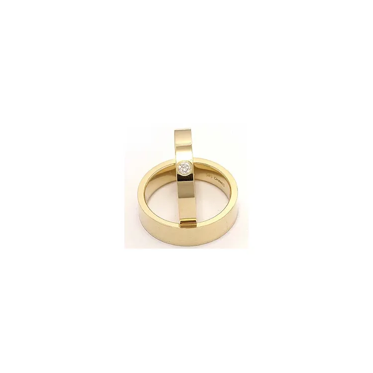 Blanke  flate diamant gifteringer i 14 karat gull 0,10 ct - par