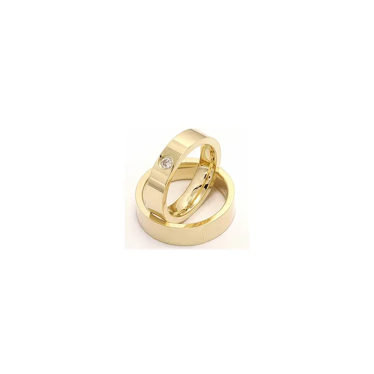 flate gifteringer i 14 karat gull 0,10 ct - par