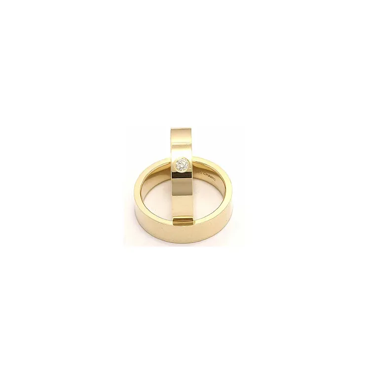 flate gifteringer i 14 karat gull 0,10 ct - par