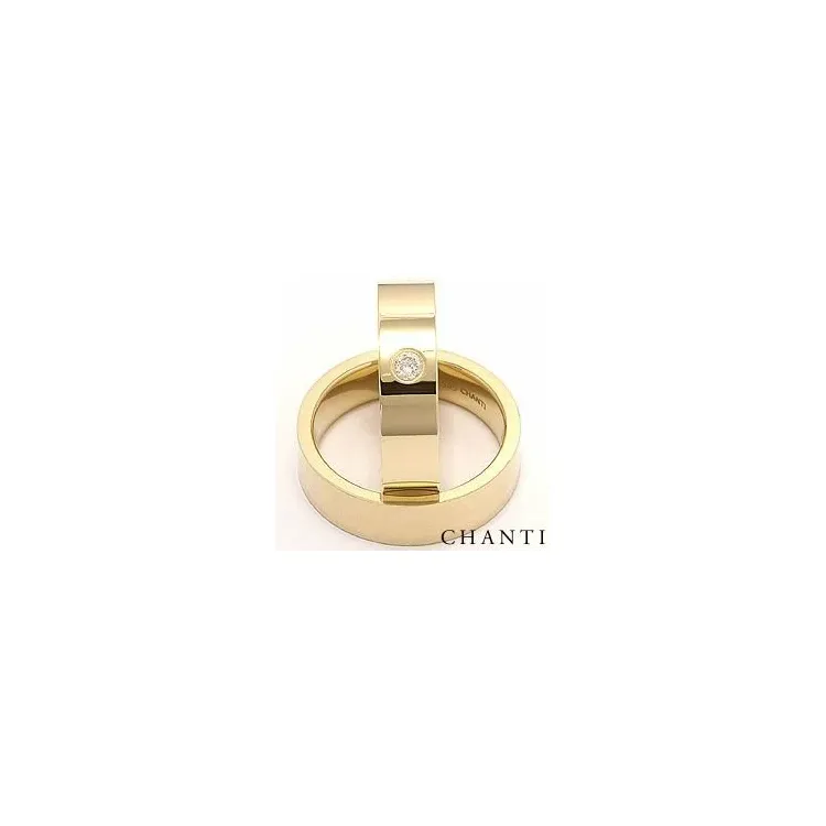 Brede flate diamant gifteringer i 14 karat gull 0,10 ct - par