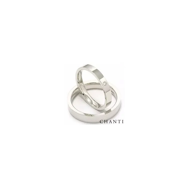 Gifteringer i 14 karat hvitt gull 0,025 ct - par