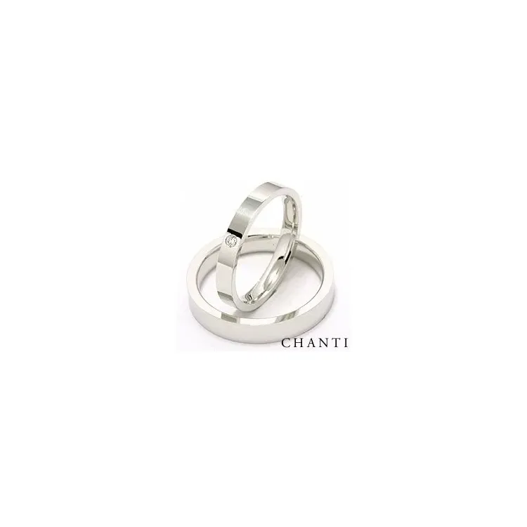 Gifteringer i 14 karat hvitt gull 0,025 ct - par