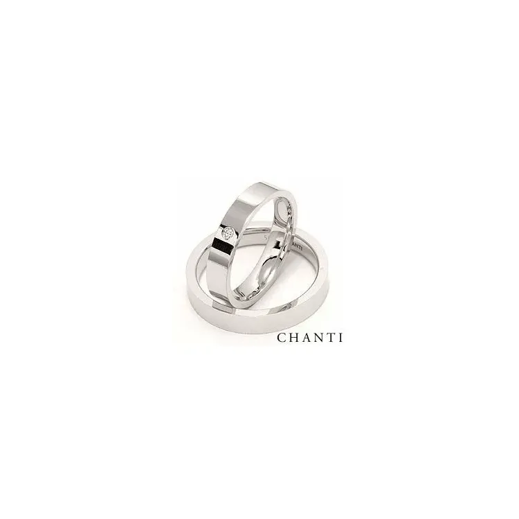 gifteringer i 14 karat hvitt gull 0,025 ct - par