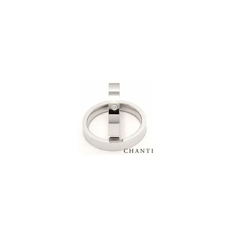 gifteringer i 14 karat hvitt gull 0,025 ct - par
