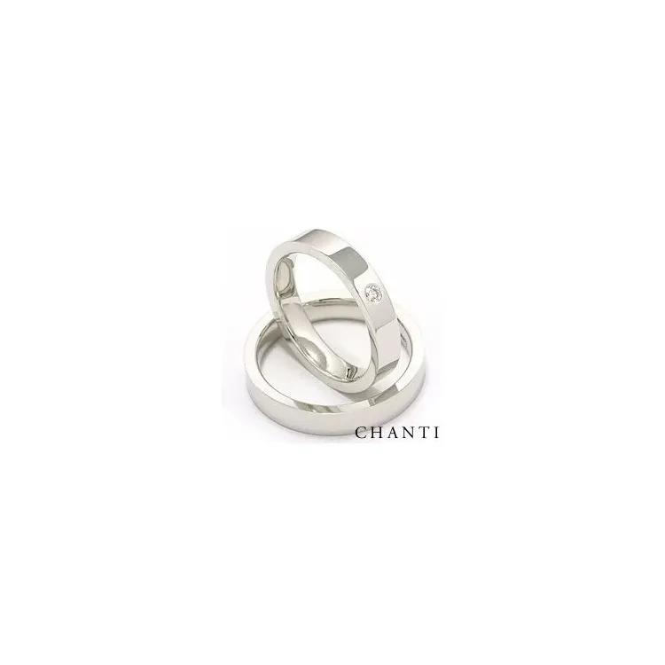 Gifteringer i 14 karat hvitt gull 0,05 ct - par