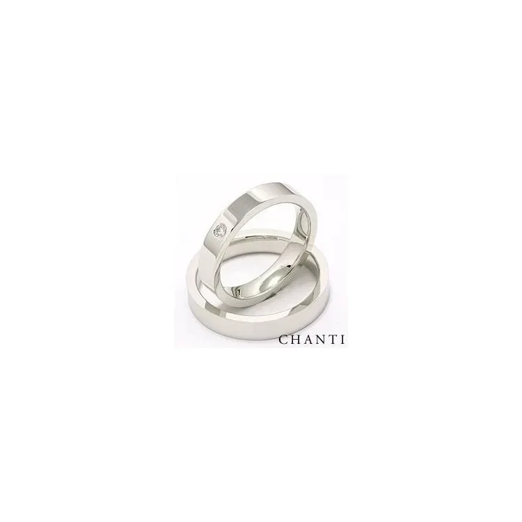 Gifteringer i 14 karat hvitt gull 0,05 ct - par
