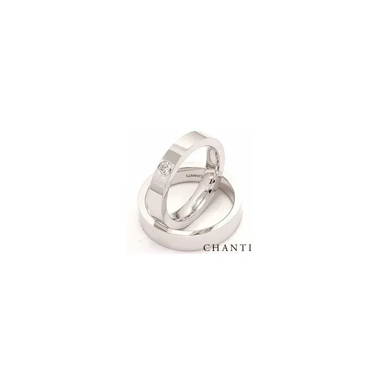 Gifteringer i 14 karat hvitt gull 0,10 ct - par