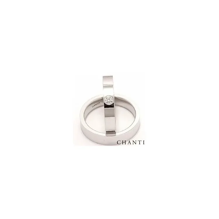 Gifteringer i 14 karat hvitt gull 0,10 ct - par