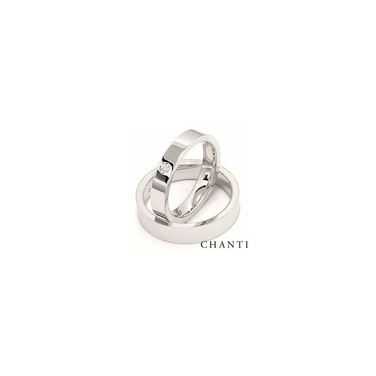 Gifteringer i 14 karat hvitt gull 0,05 ct - par