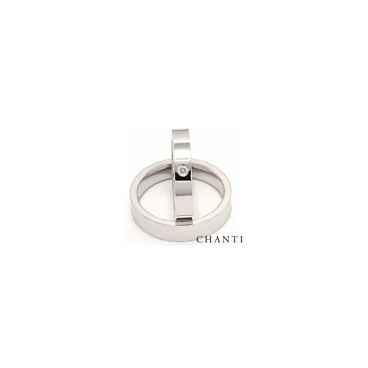 Gifteringer i 14 karat hvitt gull 0,05 ct - par