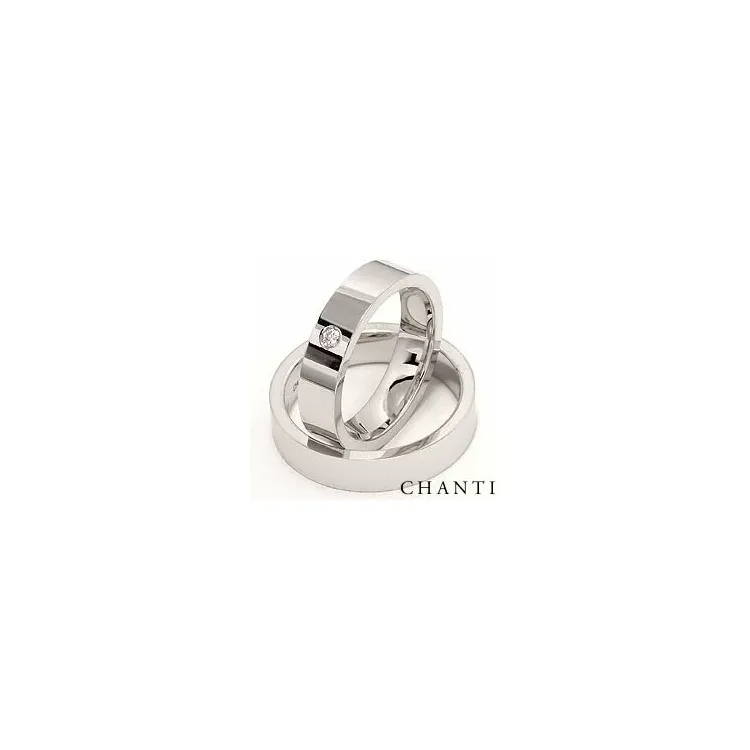 Gifteringer i 14 karat hvitt gull 0,05 ct - par