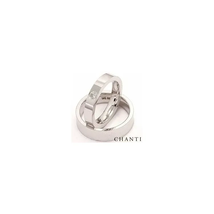 Gifteringer i 14 karat hvitt gull 0,10 ct - par