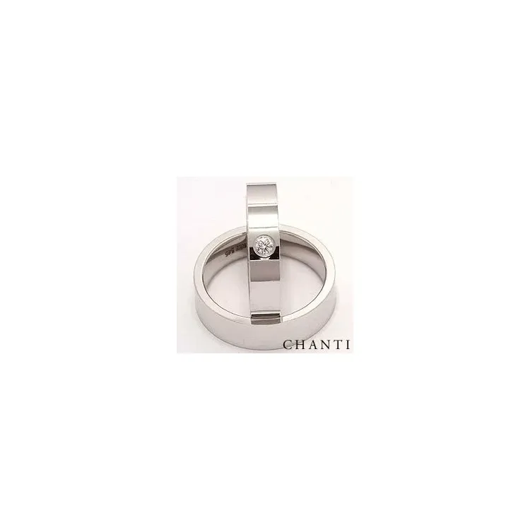 Gifteringer i 14 karat hvitt gull 0,10 ct - par