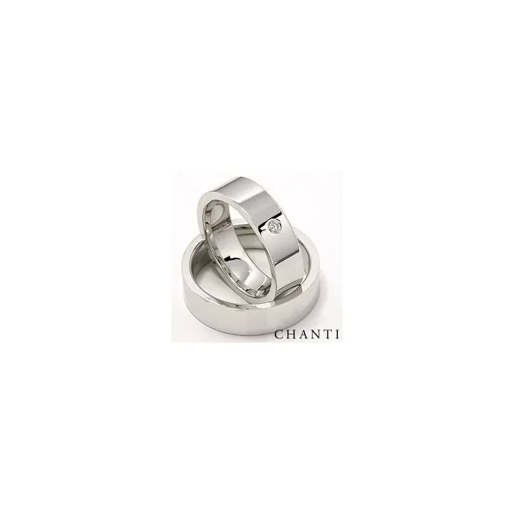 Gifteringer i 14 karat hvitt gull 0,05 ct - par
